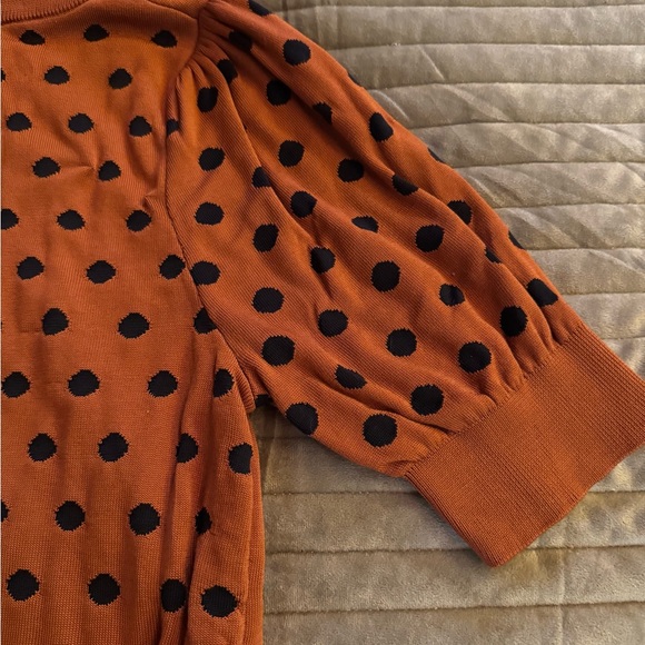 Philosophy Rust and Black Polka Dot Knit Sweater - Picture 4 of 6